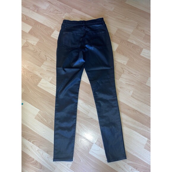 Express Conscious Edit Skinny High Rise Jeans Sz 2L Black Denim NWT Leather Look - Picture 6 of 12